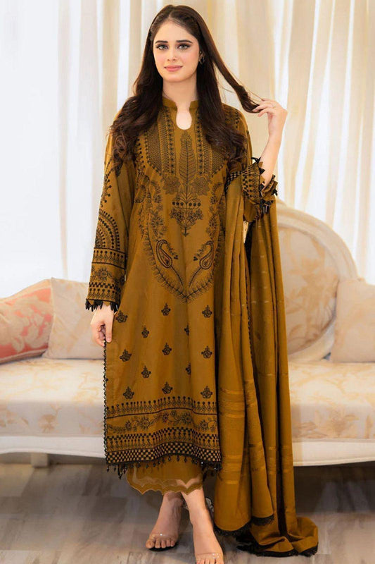 Dhanak Embroidered 3-PC Premium Unstitched Suit